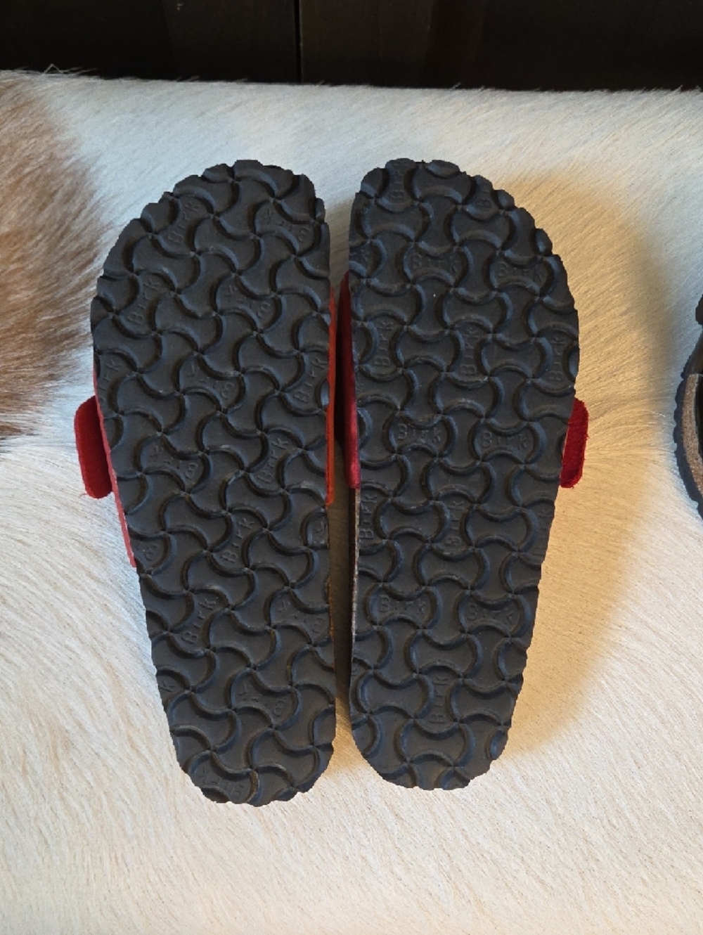 Birkenstock Women’s Red Big Buckle Slide Sandals - Picture 4 of 4